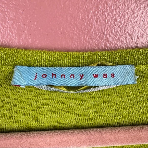 Johnny Was 100% tissue cashmere cardigan in apple green size medium - Picture 4 of 7